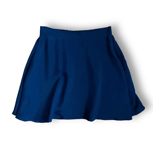 ModCloth Womens Stay Sassy Skater Skirt Sz M Navy Blue Flirty Pull On Twee Aline - Picture 1 of 5